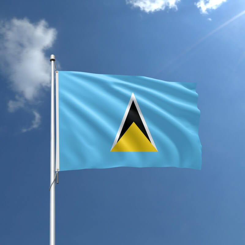 A product picture of a Saint Lucia Nylon Outdoor Flag Provided by Action Flag.
