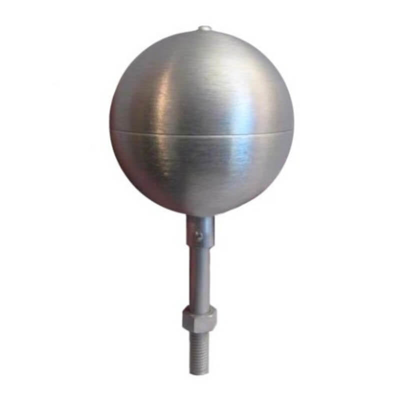 A product picture of a Satin Aluminum Flagpole Finial Ball Ornament Provided by Action Flag.