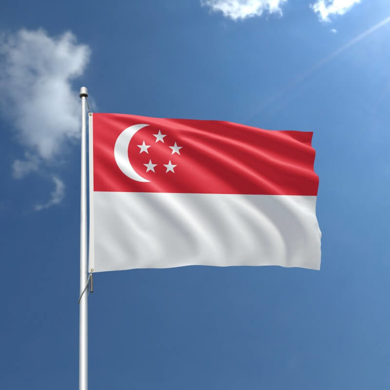 A product picture of a Singapore Nylon Outdoor Flag Provided by Action Flag.