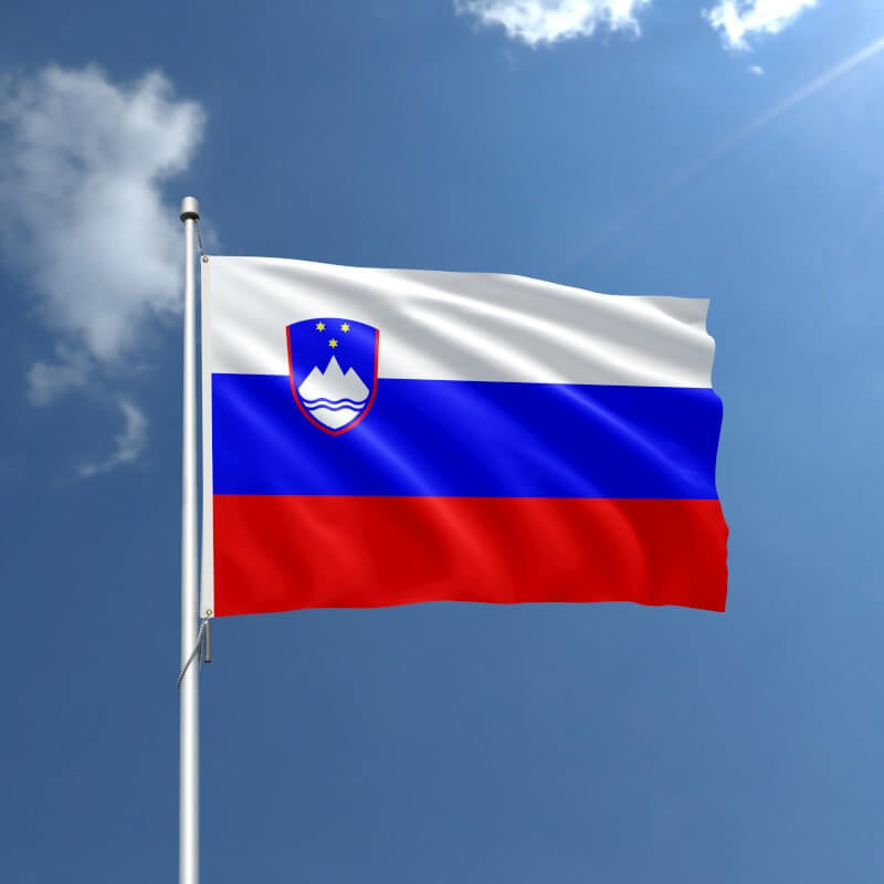 A product picture of a Slovenia Nylon Outdoor Flag Provided by Action Flag.