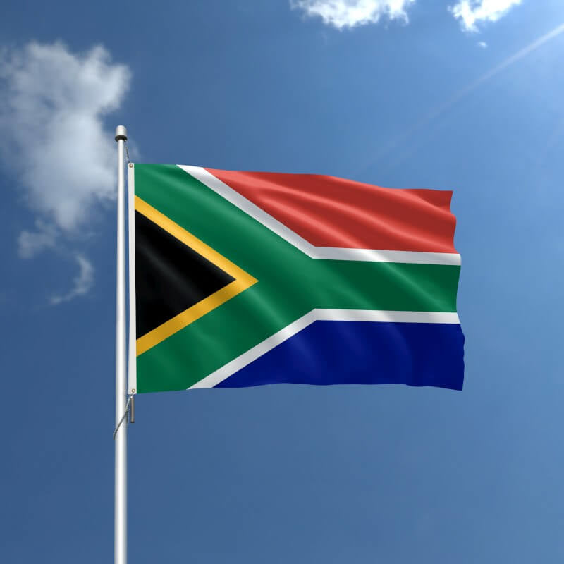 A product picture of a South Africa Nylon Outdoor Flag Provided by Action Flag.
