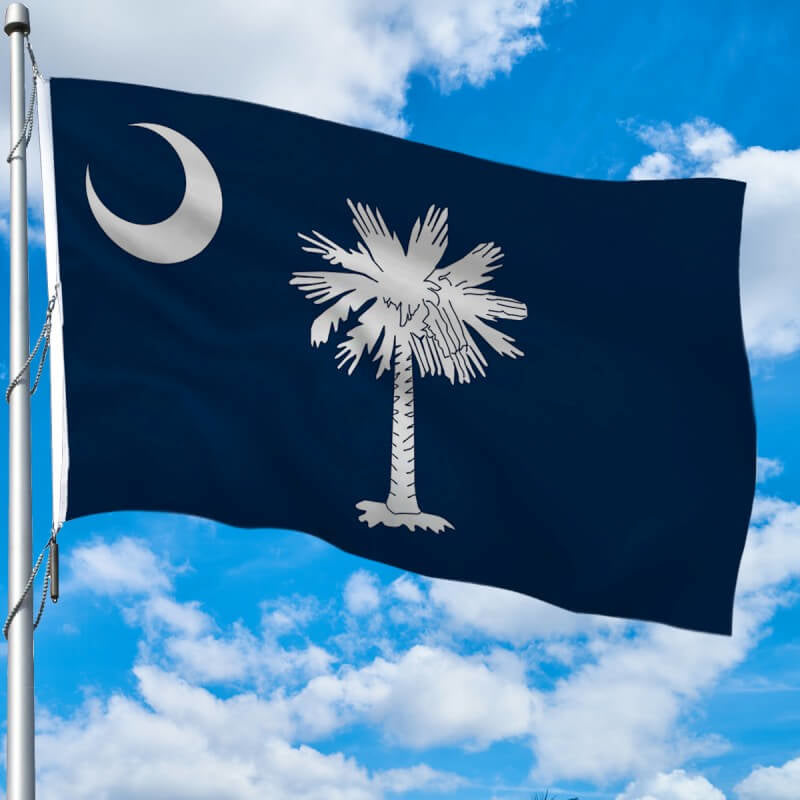 A product picture of a South Carolina Heavy Weight Poly-Max Outdoor Flag Provided by Action Flag.