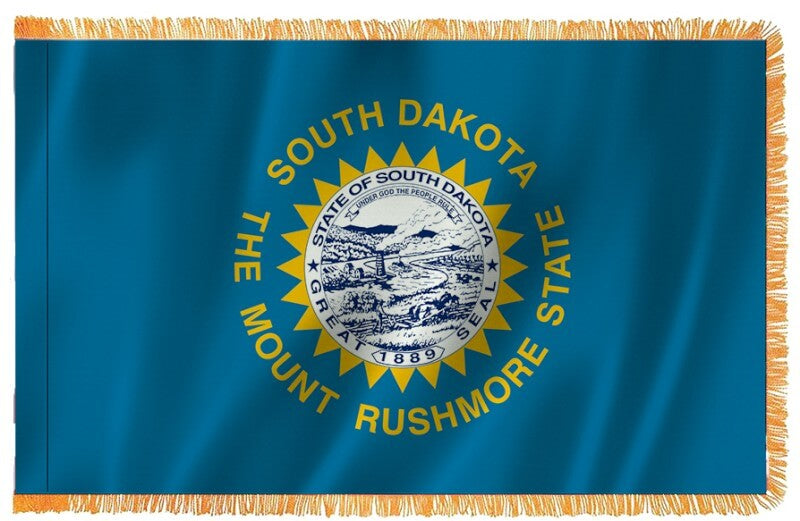 South Dakota Nylon Indoor Flag with Sleeve and Fringe
