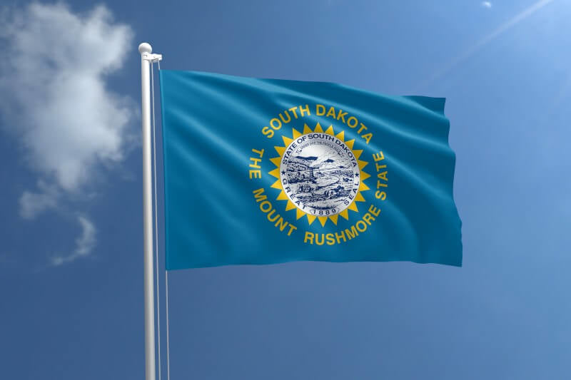A product picture of a South Dakota Nylon Outdoor Flag Provided by Action Flag.