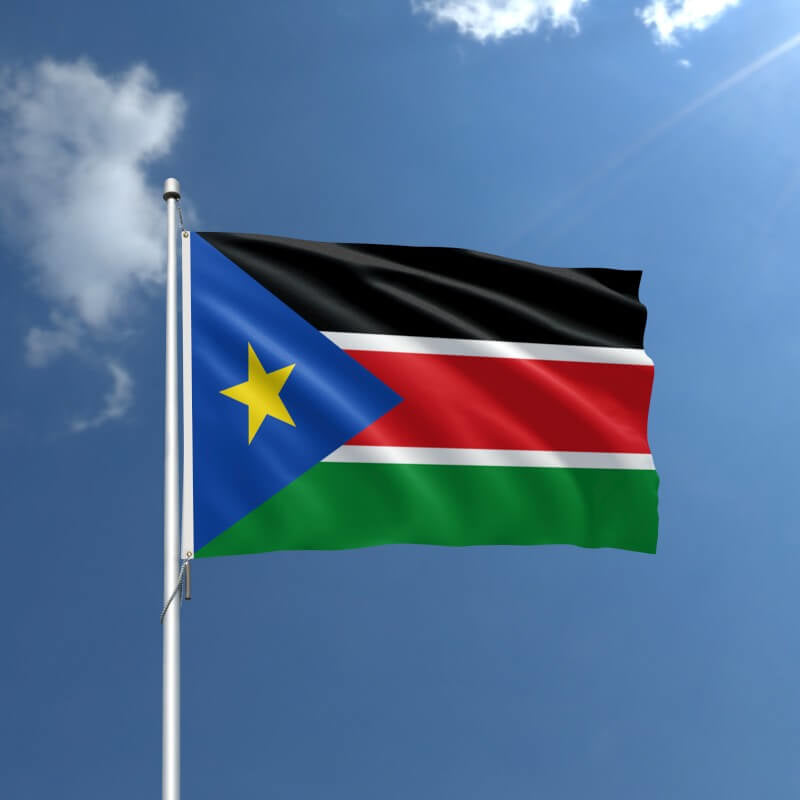 A product picture of a South Sudan Nylon Outdoor Flag Provided by Action Flag.