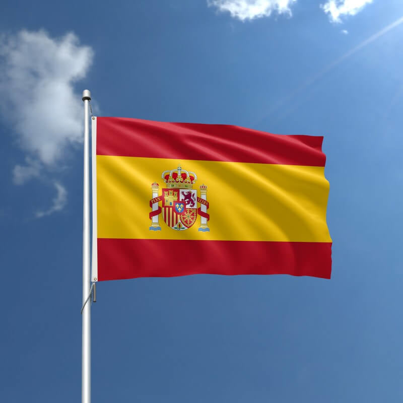 A product picture of a Spain Nylon Outdoor Flag Provided by Action Flag.