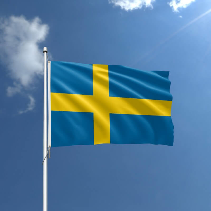 A product picture of a Sweden Nylon Outdoor Flag Provided by Action Flag.