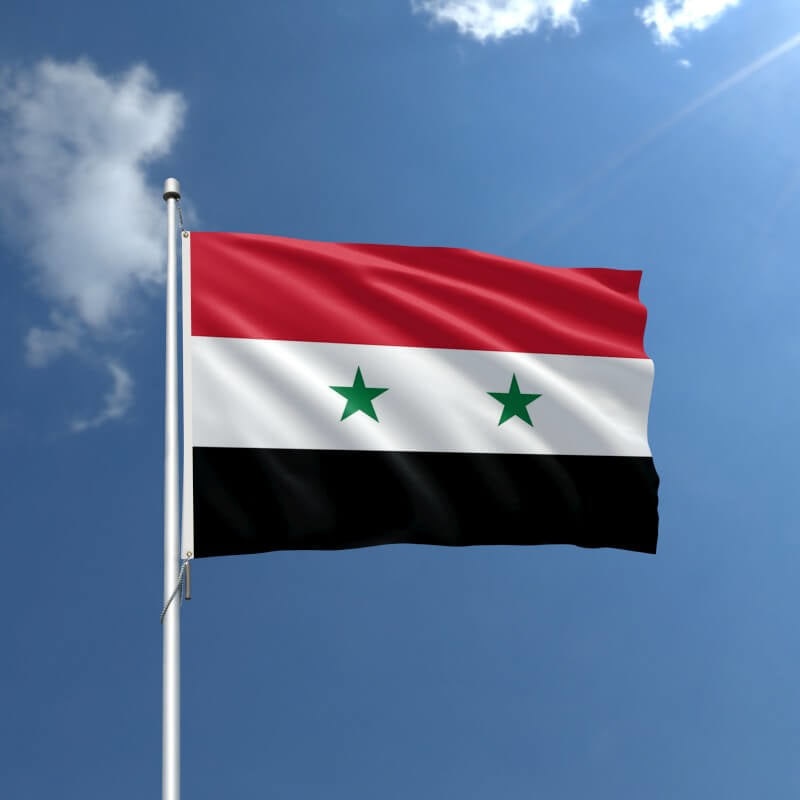 A product picture of a Syria Nylon Outdoor Flag Provided by Action Flag.
