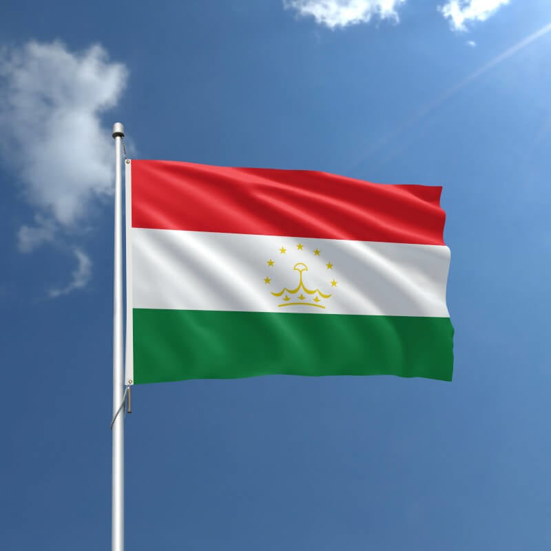 A product picture of a Tajikistan Nylon Outdoor Flag Provided by Action Flag.