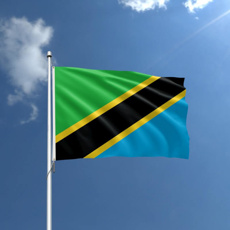 A product picture of a Tanzania Nylon Outdoor Flag Provided by Action Flag.