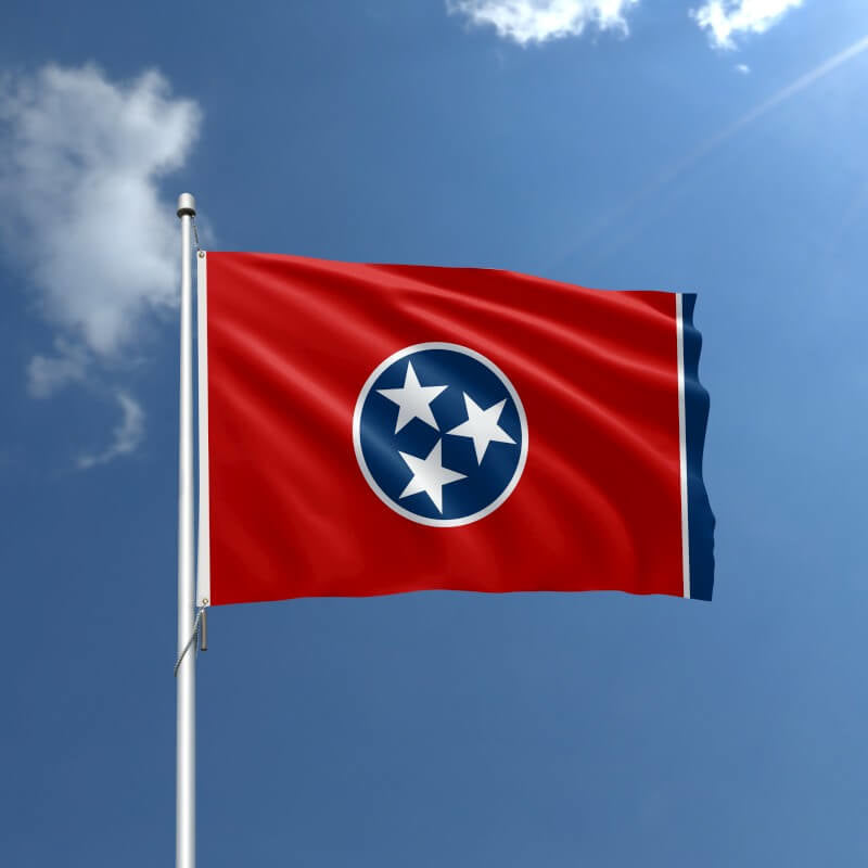 A product picture of a Tennessee Nylon Outdoor Flag Provided by Action Flag.