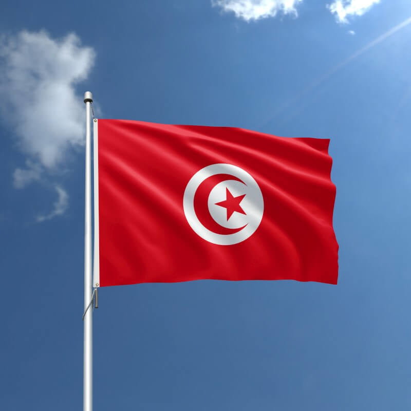 A product picture of a Tunisia Nylon Outdoor Flag Provided by Action Flag.