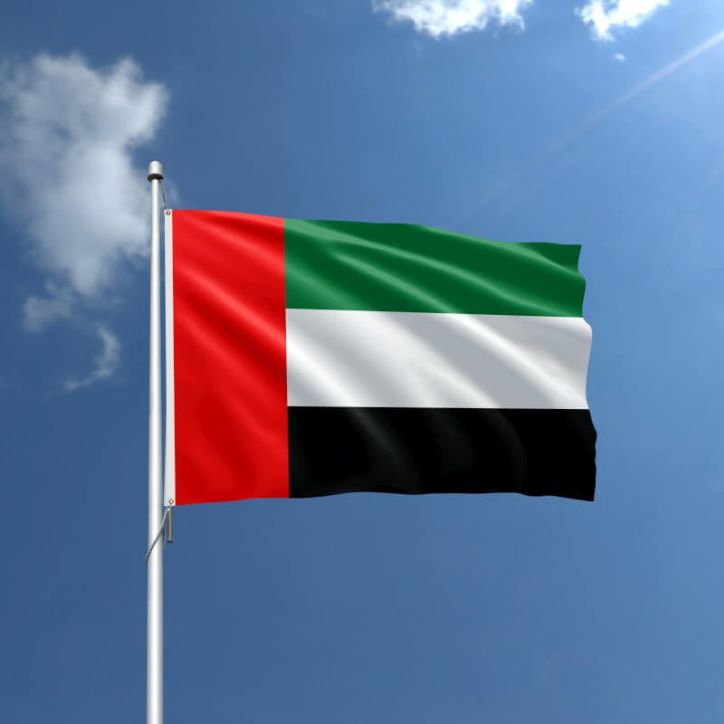 A product picture of a United Arab Emirates Nylon Outdoor Flag Provided by Action Flag.