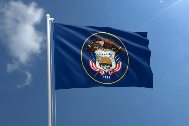 A product picture of a Utah Nylon Outdoor Flag Provided by Action Flag.