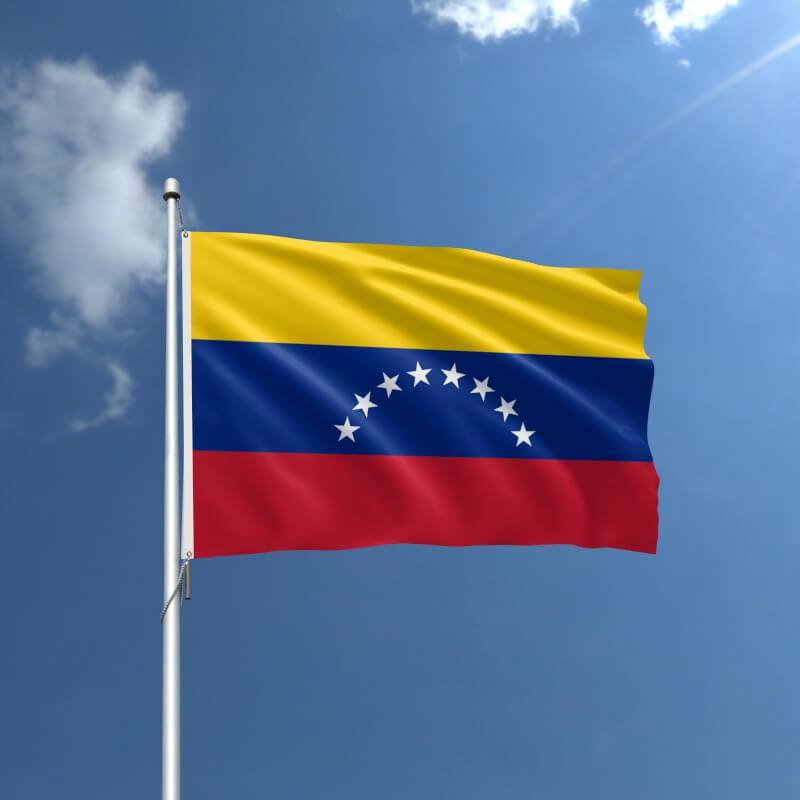 A product picture of a Venezuela Nylon Outdoor Flag Provided by Action Flag.