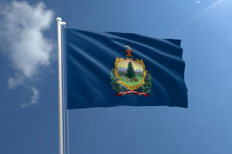 A product picture of a Vermont Nylon Outdoor Flag Provided by Action Flag.