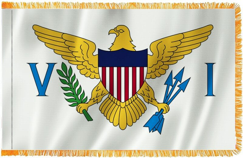 A product picture of a Virgin Islands Nylon Indoor Flag with Sleeve and Fringe Provided by Action Flag.