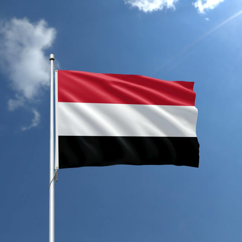 A product picture of a Yemen Nylon Outdoor Flag Provided by Action Flag.