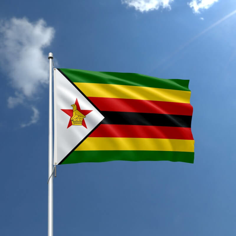 A product picture of a Zimbabwe Nylon Outdoor Flag Provided by Action Flag.