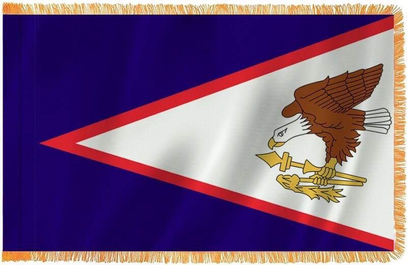 American Samoa Nylon Indoor Flag with Sleeve and Fringe - Action Flag