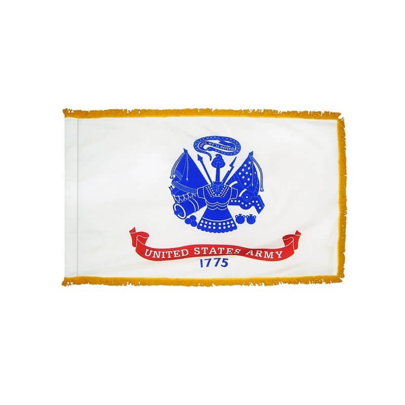 Army Military Service Indoor/Parade Flag with Pole Sleeve and Fringe - Action Flag