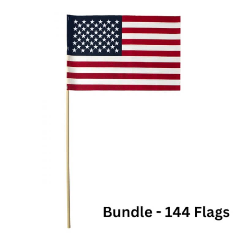 16" x 30" Wood Dowel - Spear Tip - Bundle of 144 Flags - MADE IN THE USA - Action Flag