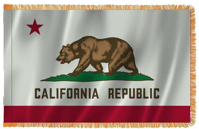 California Nylon Indoor Flag with Sleeve and Fringe - Action Flag
