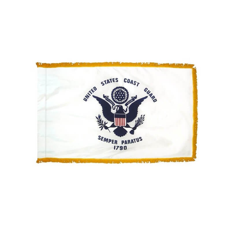Coast Guard Military Service Indoor/Parade Flag with Pole Sleeve and Fringe - Action Flag