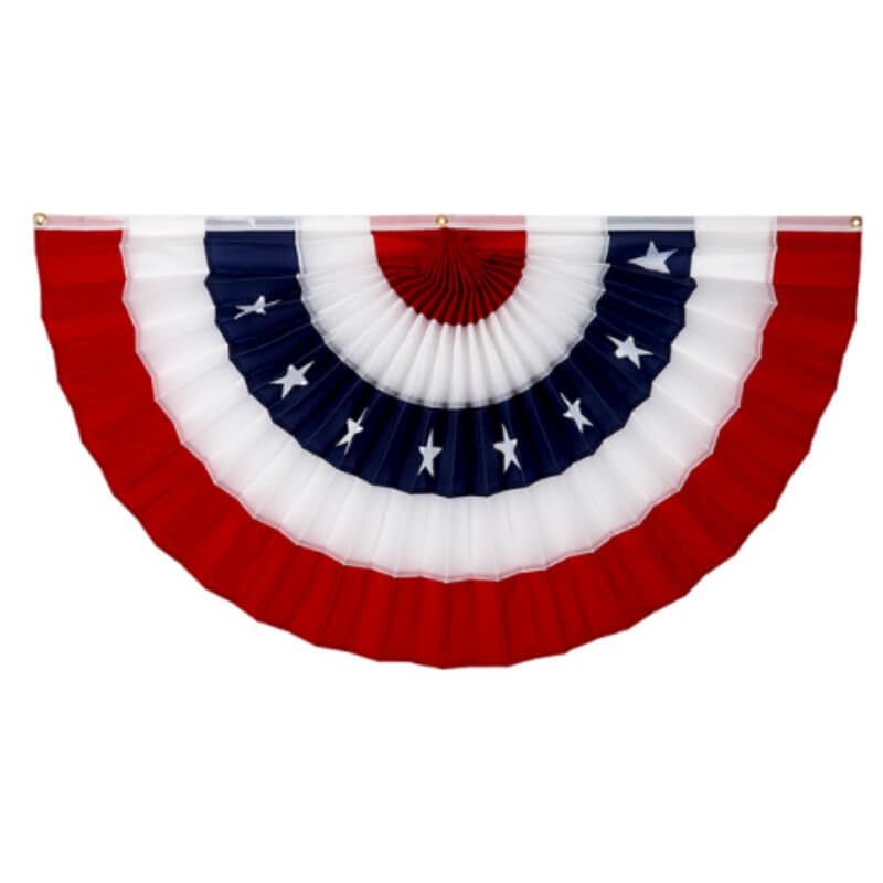Cotton Pleated Fan 3' x 6' Printed WITH STARS - Action Flag