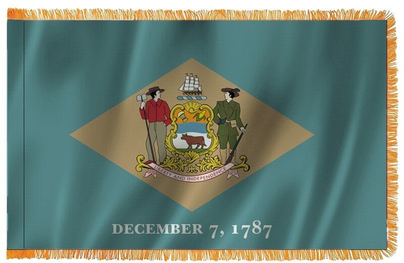 Delaware Nylon Indoor Flag with Sleeve and Fringe - Action Flag