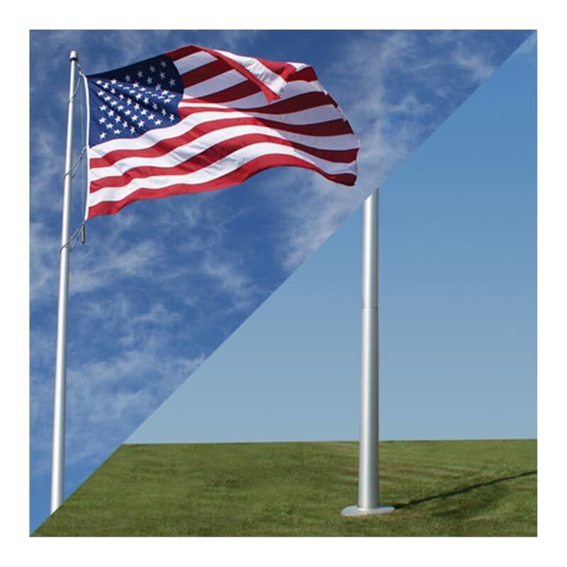 Deluxe IH Series Architectural M - Winch Internal Halyard Aluminum Flagpole - 30' Height - Action Flag