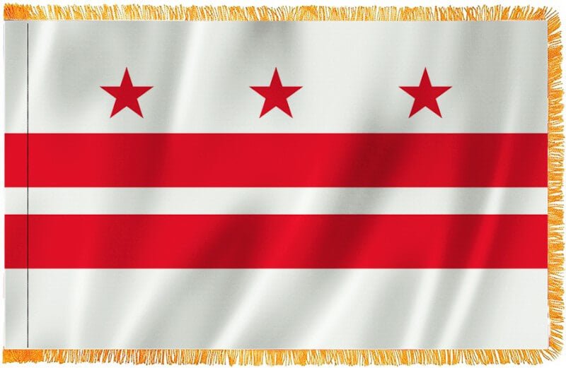 District of Columbia (D.C.) Nylon Indoor Flag with Sleeve and Fringe - Action Flag