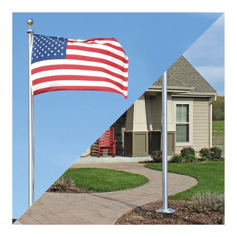 Economy Extra Series External Halyard Aluminum Flagpole - Action Flag