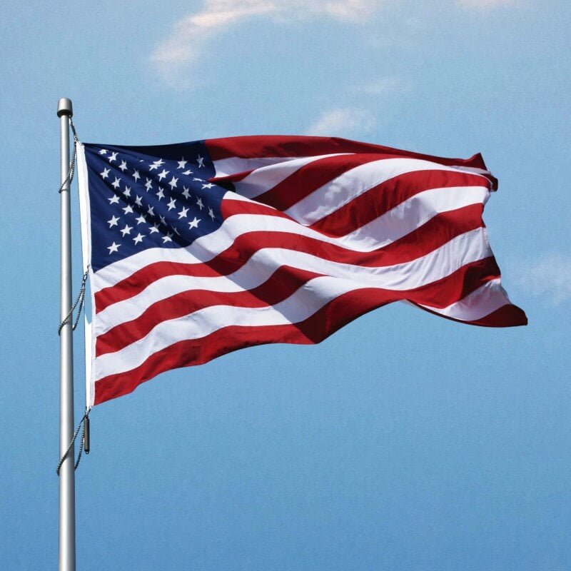 ELITE - Stitch American Flag - Poly - Max 2 - ply Heavyweight Outdoor U.S. Flag (High Wind) - Industry Best Ultra Reinforced Stitching - FMAA Certified - Longest Lasting - Made in the USA (Best) - Action Flag