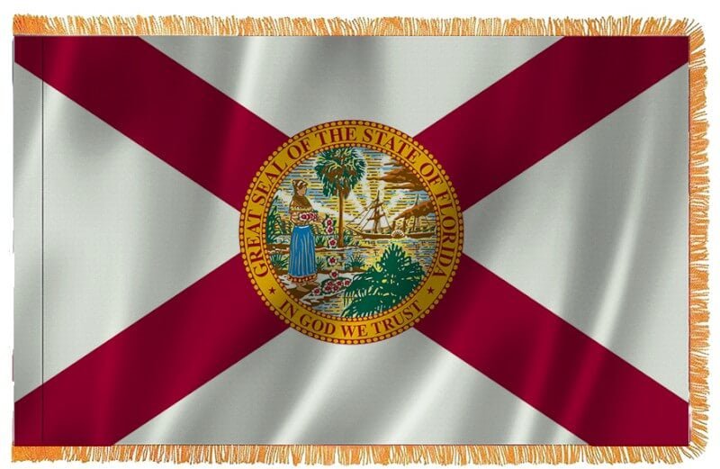 Florida Nylon Indoor Flag with Sleeve and Fringe - Action Flag