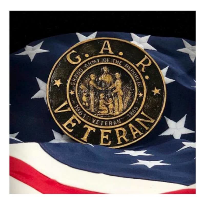 GAR Veteran Thermoplastic Grave Marker with Rod - Action Flag