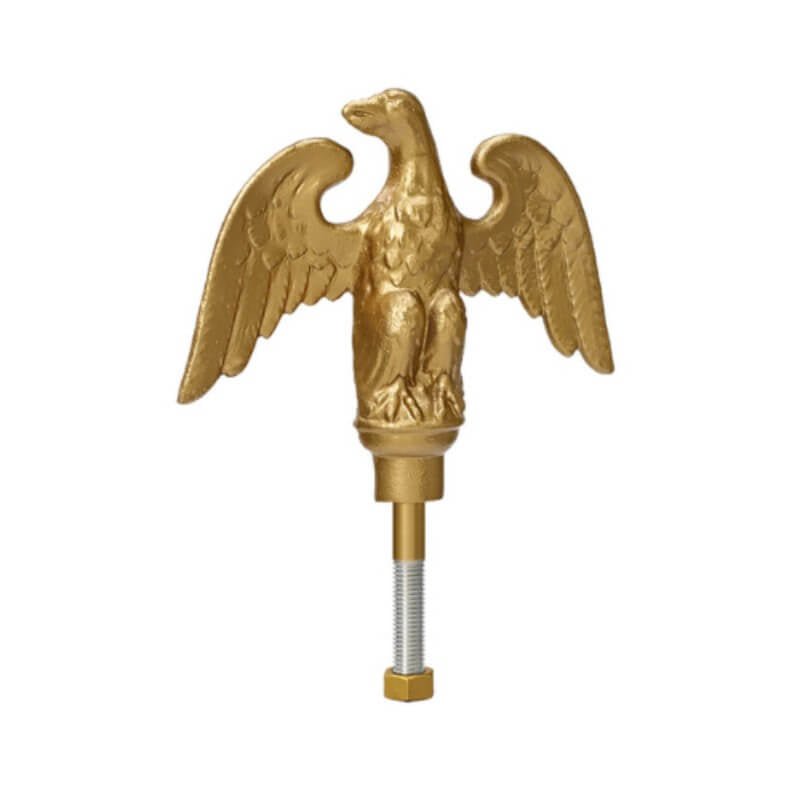 Gold Cast Aluminum Landed Eagle Flagpole Ornament - Action Flag