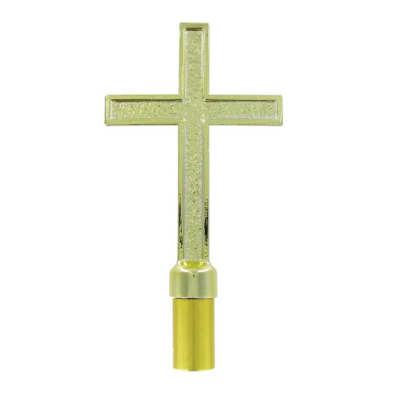Gold Metal Passion Cross Indoor Flagpole Ornament with Ferrule - Action Flag