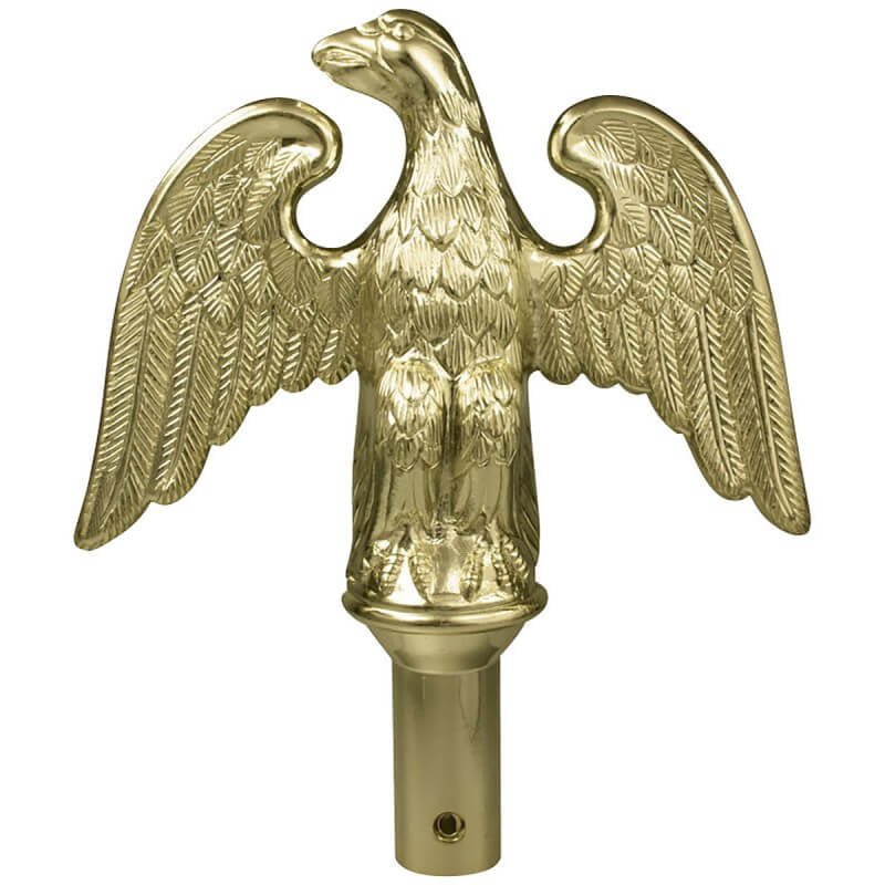 Gold Metal Pearched Eagle Indoor Flagpole Ornament with Ferrule - Action Flag