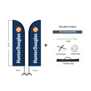Hunter Douglas Flag Set - 10' x 32" Flag, 11.5' Pole Kit Double Sided Cross Base - Action Flag