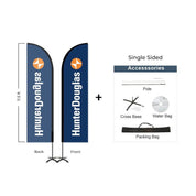 Hunter Douglas Flag Set - 10' x 32" Flag, 11.5' Pole Kit - Single Sided Cross Base - Action Flag
