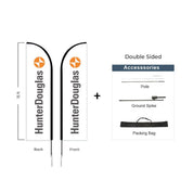 Hunter Douglas Flag Set - 13' x 36" Flag, 15' Pole Kit Double Sided Cross Base - Action Flag