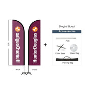 Hunter Douglas Flag Set - 13' x 36" Flag, 15' Pole Kit - Single Sided Cross Base - Action Flag