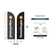 Hunter Douglas Flag Set - 13' x 36" Flag, 15' Pole Kit - Single Sided Cross Base - Action Flag