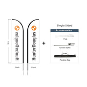 Hunter Douglas Flag Set - 13' x 36" Flag, 15' Pole Kit - Single Sided Ground Spike - Action Flag