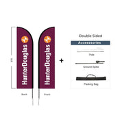 Hunter Douglas Flag Set - 7' x 30" Flag, 8' Pole Kit - Double Sided Ground Spike - Action Flag