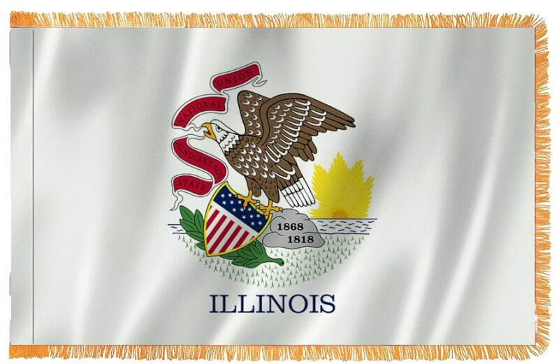 Illinois Nylon Indoor Flag with Sleeve and Fringe - Action Flag