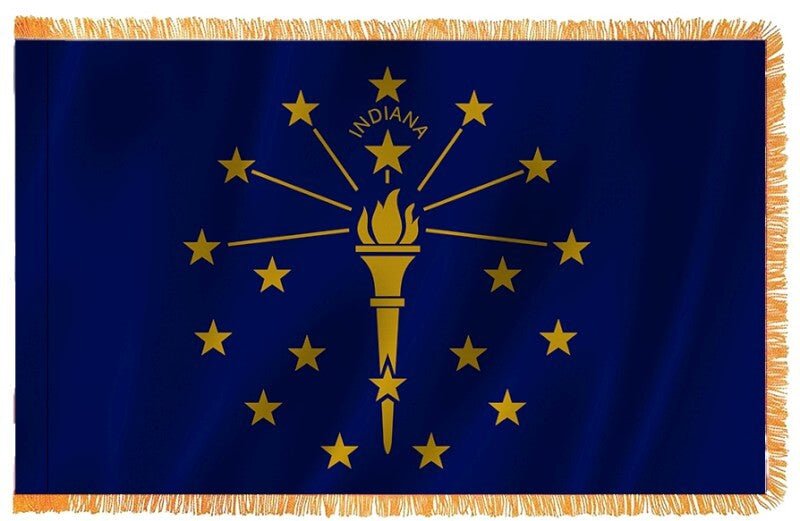 Indiana Nylon Indoor Flag with Sleeve and Fringe - Action Flag
