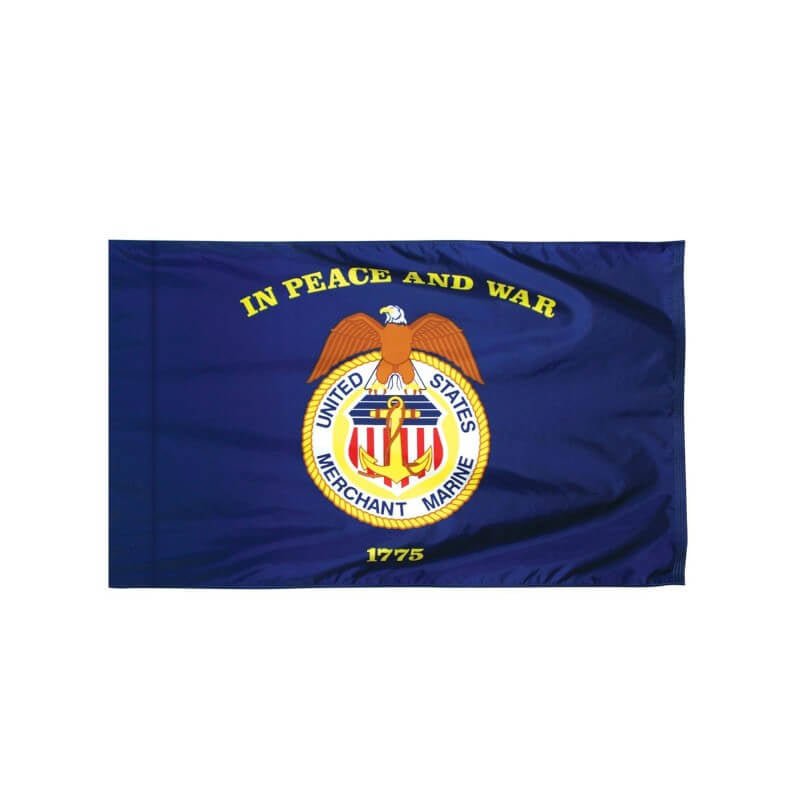 Merchant Marines Military Service Nylon Flag with Pole Sleeve - Action Flag