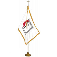Juego de mástil y bandera para interior/desfile de aluminio dorado de lujo de nailon metodista. - 3' x 5'